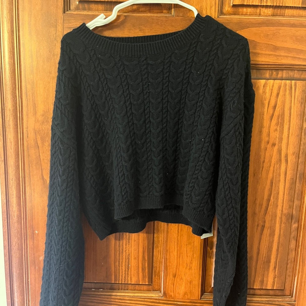 ASTR Dark Navy/Black Cable Knit Sweater